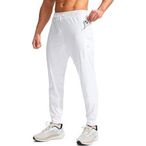 imageG Gradual Mens Joggers Pants with Zipper Pockets Stretch Athletic Sweatpants for Men Workout Jogging RunningWhite