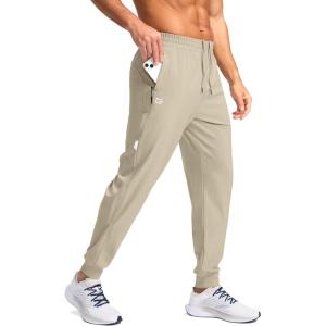 imageG Gradual Mens Joggers with Zipper Pockets Lightweight Athletic Workout Pants Quick Dry Sweatpants for Men Running HikingKhaki