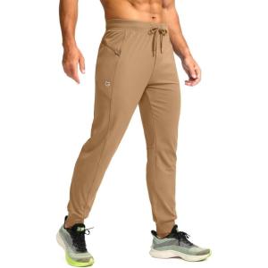 imageG Gradual Mens Joggers with Zipper Pockets Stretch Tapered Sweatpants Athletic Pants for Men Workout Running GymDark Khaki