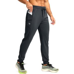 imageG Gradual Mens Joggers with Zipper Pockets Stretch Tapered Sweatpants Athletic Pants for Men Workout Running GymGrey