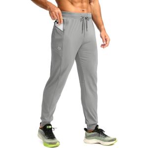 imageG Gradual Mens Joggers with Zipper Pockets Stretch Tapered Sweatpants Athletic Pants for Men Workout Running GymLight Grey