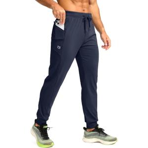 imageG Gradual Mens Joggers with Zipper Pockets Stretch Tapered Sweatpants Athletic Pants for Men Workout Running GymNavy