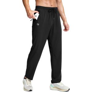 imageG Gradual Mens Lightweight Pants with 3 Zipper Pockets Athletic Workout Sweatpants Quick Dry Running Hiking Pants for MenBlack