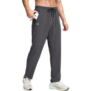 imageG Gradual Mens Lightweight Pants with 3 Zipper Pockets Athletic Workout Sweatpants Quick Dry Running Hiking Pants for MenCharcoal
