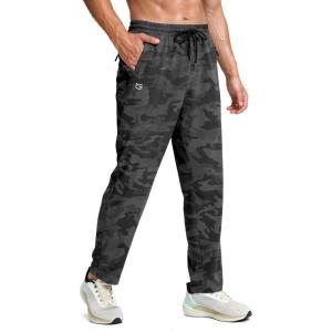 imageG Gradual Mens Lightweight Pants with 3 Zipper Pockets Athletic Workout Sweatpants Quick Dry Running Hiking Pants for MenGrey Camo