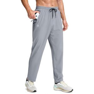 imageG Gradual Mens Lightweight Pants with 3 Zipper Pockets Athletic Workout Sweatpants Quick Dry Running Hiking Pants for MenLight Grey