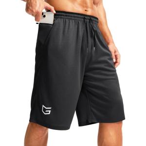 imageG Gradual Mens Long Basketball Shorts with Zipper Pocket 11 Quick Dry Gym Shorts Lightweight Mesh Athletic Shorts for MenBlack