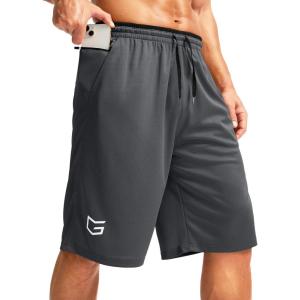 imageG Gradual Mens Long Basketball Shorts with Zipper Pocket 11 Quick Dry Gym Shorts Lightweight Mesh Athletic Shorts for MenDark Gray