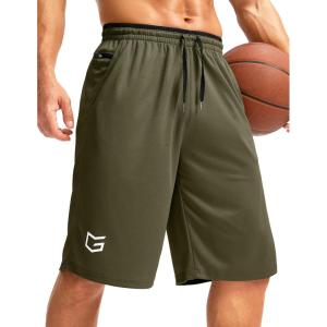 imageG Gradual Mens Long Basketball Shorts with Zipper Pocket 11 Quick Dry Gym Shorts Lightweight Mesh Athletic Shorts for MenDark Olive
