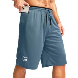 imageG Gradual Mens Long Basketball Shorts with Zipper Pocket 11 Quick Dry Gym Shorts Lightweight Mesh Athletic Shorts for MenDusty Blue
