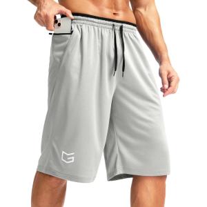 imageG Gradual Mens Long Basketball Shorts with Zipper Pocket 11 Quick Dry Gym Shorts Lightweight Mesh Athletic Shorts for MenLight Gray