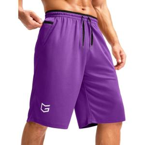 imageG Gradual Mens Long Basketball Shorts with Zipper Pocket 11 Quick Dry Gym Shorts Lightweight Mesh Athletic Shorts for MenPurple