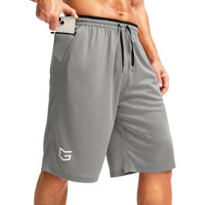 imageG Gradual Mens Long Basketball Shorts with Zipper Pocket 11 Quick Dry Gym Shorts Lightweight Mesh Athletic Shorts for MenSteel