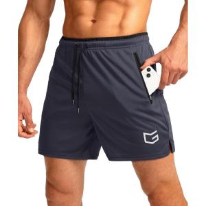 imageG Gradual Mens Running Shorts with Zipper Pockets Quick Dry Gym Athletic Workout 5quot Shorts for MenDark Grey