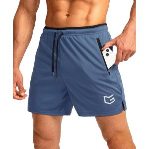 imageG Gradual Mens Running Shorts with Zipper Pockets Quick Dry Gym Athletic Workout 5quot Shorts for MenDusty Blue