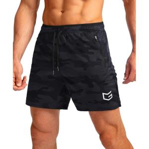 imageG Gradual Mens Running Shorts with Zipper Pockets Quick Dry Gym Athletic Workout 5quot Shorts for MenGrey Camo