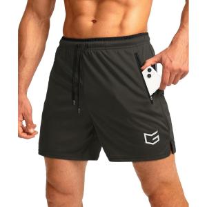 imageG Gradual Mens Running Shorts with Zipper Pockets Quick Dry Gym Athletic Workout 5quot Shorts for MenOlive Green