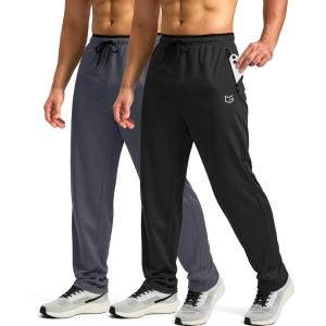 imageG Gradual Mens Sweatpants Mesh Lightweight with Zip Pockets Breathable Quick Dry Athletic Pants for Workout Running2psc Black  01grey