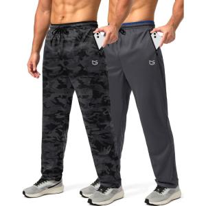 imageG Gradual Mens Sweatpants Mesh Lightweight with Zip Pockets Breathable Quick Dry Athletic Pants for Workout Running2psc Blackcamo  01grey