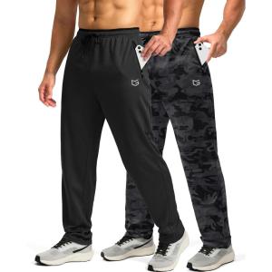 imageG Gradual Mens Sweatpants Mesh Lightweight with Zip Pockets Breathable Quick Dry Athletic Pants for Workout Running2psc Blackcamo  02black