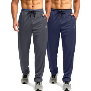 imageG Gradual Mens Sweatpants Mesh Lightweight with Zip Pockets Breathable Quick Dry Athletic Pants for Workout Running2psc Navy  02grey