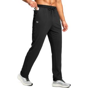 imageG Gradual Mens Sweatpants with Zipper Pocket Workout Athletic Track Pants Stretch Tapered Joggers for Gym Running JoggingBlack