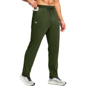 imageG Gradual Mens Sweatpants with Zipper Pocket Workout Athletic Track Pants Stretch Tapered Joggers for Gym Running JoggingOlive