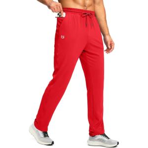 imageG Gradual Mens Sweatpants with Zipper Pocket Workout Athletic Track Pants Stretch Tapered Joggers for Gym Running JoggingPower Red