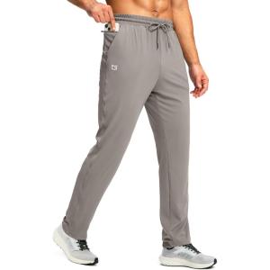 imageG Gradual Mens Sweatpants with Zipper Pocket Workout Athletic Track Pants Stretch Tapered Joggers for Gym Running JoggingTaupe
