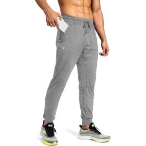 imageG Gradual Mens Sweatpants with Zipper Pockets Athletic Pants Traning Track Pants Joggers for Men Soccer Running WorkoutHeathered Pitch Gray Light