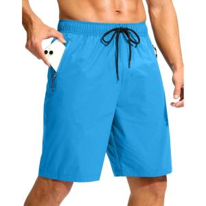 imageG Gradual Mens Swim Trunks 9quot Quick Dry Swimming Board Shorts with Zipper Pockets Swimwear Bathing Suit for Men No LinerLake Blue