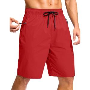 imageG Gradual Mens Swim Trunks 9quot Quick Dry Swimming Board Shorts with Zipper Pockets Swimwear Bathing Suit for Men No LinerRed