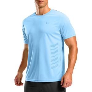 imageG Gradual Mens Workout Shirts Quick Dry Athletic Running TShirts Lightweight Moisture Wicking Short Sleeve Sports Gym TopsHaze Blue