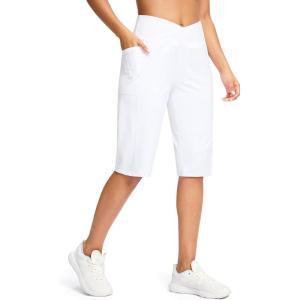 imageG Gradual Womens 14quot Bermuda Long Shorts Knee Length High Waisted Athletic Shorts with Pockets Stretch Casual Summer WalkingC White