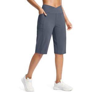 imageG Gradual Womens 14quot Bermuda Long Shorts Knee Length High Waisted Athletic Shorts with Pockets Stretch Casual Summer WalkingDusty Blue