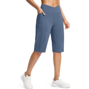 imageG Gradual Womens 14quot Bermuda Long Shorts Knee Length High Waisted Athletic Shorts with Pockets Stretch Casual Summer WalkingUniverse Blue