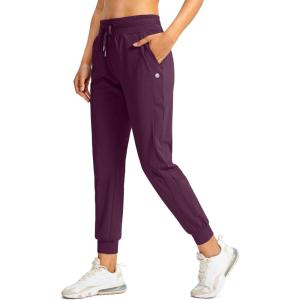 imageG Gradual Womens Joggers Pants with Zipper Pockets High Waisted Athletic Tapered Sweatpants for Women Workout LoungeWine Red