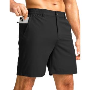 imageMens Casual Shorts 7quot Lightweight Golf Shorts for Men Stretch with 3 Pockets Quick Dry Breathable Work ShortsBlack