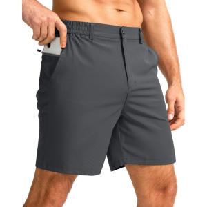 imageMens Casual Shorts 7quot Lightweight Golf Shorts for Men Stretch with 3 Pockets Quick Dry Breathable Work ShortsDark Grey