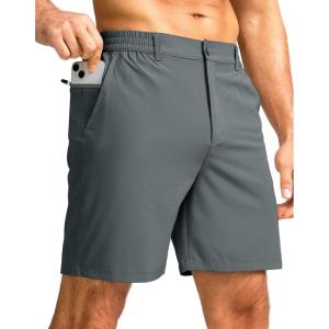 imageMens Casual Shorts 7quot Lightweight Golf Shorts for Men Stretch with 3 Pockets Quick Dry Breathable Work ShortsDeep Grey