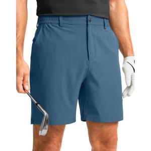 imageMens Casual Shorts 7quot Lightweight Golf Shorts for Men Stretch with 3 Pockets Quick Dry Breathable Work ShortsDusty Blue