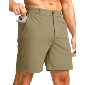 imageMens Casual Shorts 7quot Lightweight Golf Shorts for Men Stretch with 3 Pockets Quick Dry Breathable Work ShortsDusty Khaki