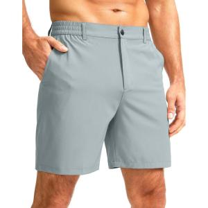 imageMens Casual Shorts 7quot Lightweight Golf Shorts for Men Stretch with 3 Pockets Quick Dry Breathable Work ShortsLight Grey