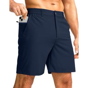 imageMens Casual Shorts 7quot Lightweight Golf Shorts for Men Stretch with 3 Pockets Quick Dry Breathable Work ShortsNavy