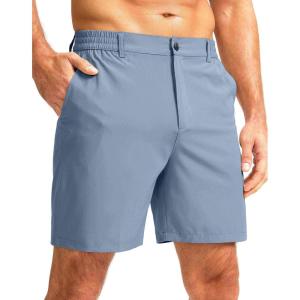 imageMens Casual Shorts 7quot Lightweight Golf Shorts for Men Stretch with 3 Pockets Quick Dry Breathable Work ShortsStone Blue