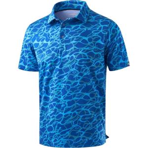 imageMens Golf Shirt Short Sleeve Dry Fit Polo Moisture Wicking Print Collared Golf Shirts for Men Casual LightweightBlue Sea Wave