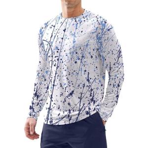 imageMens Sun Protection Long Sleeve Shirts UPF 50 Rash Guard for Men SPF UV Fishing Hiking Running Workout Athletic ShirtBrushstrokes Splatter