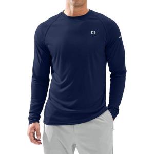 imageMens Sun Protection Long Sleeve Shirts UPF 50 Rash Guard for Men SPF UV Fishing Hiking Running Workout Athletic ShirtDark Blue