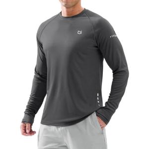 imageMens Sun Protection Long Sleeve Shirts UPF 50 Rash Guard for Men SPF UV Fishing Hiking Running Workout Athletic ShirtDark Grey