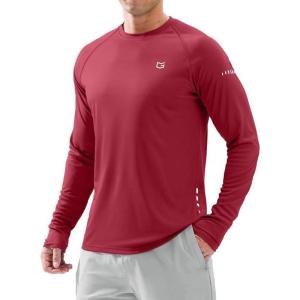 imageMens Sun Protection Long Sleeve Shirts UPF 50 Rash Guard for Men SPF UV Fishing Hiking Running Workout Athletic ShirtDark Red